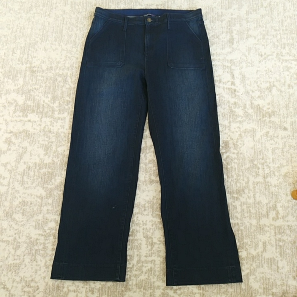 Isaac Mizrahi Live Distressed Cargo Jeans 18W Dk Indigo
